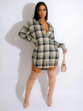 Plaid Print Long Sleeve Casual Shirt Dress BS-1388