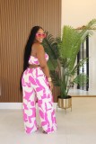 Plus Size Print Hollow Out Tube Tops Wide Leg Jumpsuit NY-11018