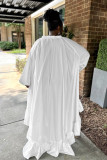 Plus Size Loose Front Short Back Length Lantern Sleeve Long Dress NY-11017