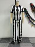 Plus Size Wide Leg Print Two Piece Pants Set NY-11007