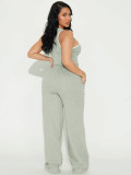 Casual Stripe Patchwork Sleeveless Two Piece Pants Set FENF-6026