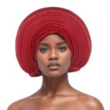 Solid Color Bright Silk Stacked Wrap Hat PJDM-A206