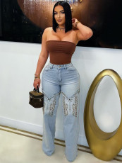 Casual Embroidered Straight Leg Jeans SH-391349