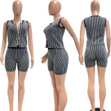 Knit Sweater Two Way Zipper Short Set NYF-8190