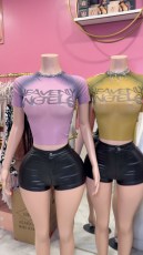 Pre Order: About 7 work days shipping Letter Print Casual Short Suit YUEM-30014