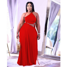 Plus Size Solid Color Drawstring Tie Up Two Piece Skirts Set QYXZ-9916