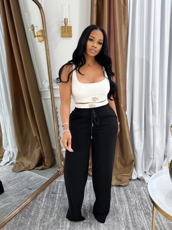 Sport Vest Drawstring Wide Leg Pants Suit SFY-693