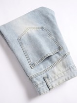 Men's Casual Holes Loose Straight Jeans GBBF-662073