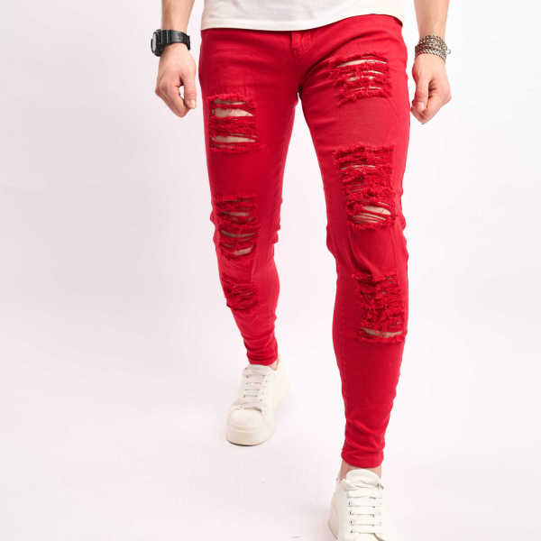 Men's Solid Color Holes Tight Jeans GBBF-1111