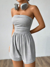 Solid Color Wrap Chest Romper BS-1404