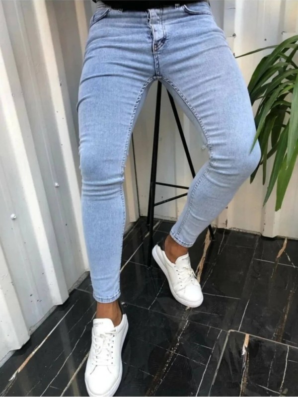 Men's Solid Color Washed Pencil Jeans GBBF-1851
