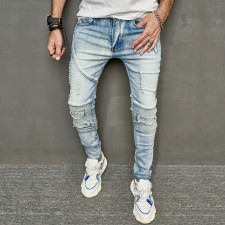 Men's Fashion Holes Patchwork Jeans GBBF-7006