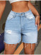 Fashion Washed Holes Denim Short GKNF-11221