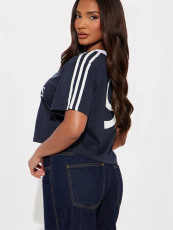 Letter Print V Neck T Shirt YWXS-XS-XSL44807