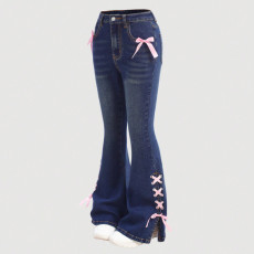 Bow Tie Loose Flare Jeans GDAM-218589