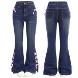 Bow Tie Loose Flare Jeans GDAM-218589