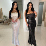 Sexy Patchwork Sequin Fishtail Dress CYA-901644