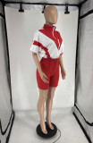Short Sleeve Contrast Color Sport Shorts Suit FOSF-8806