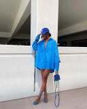 Solid Color Long Sleeve Loose Shirt Dress OLYF-6176