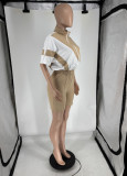 Short Sleeve Contrast Color Sport Shorts Suit FOSF-8806