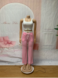 Sport Vest Drawstring Wide Leg Pants Suit SFY-693
