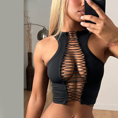 Sexy Solid Color Sleeveless Bandage Tops FL-YJ25004MHO