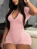 Solid Color Zipper Yoga Romper GBGF-5067