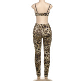 Pre Order: About 7 work days shipping Leopard Print Sling Two Piece Pants Set YUEM-300323