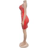 Sexy Hot Drill Hollow Out Sing Mini Dress BY-7209