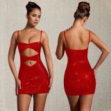 Sexy Hot Drill Hollow Out Sing Mini Dress BY-7209