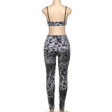 Pre Order: About 7 work days shipping Leopard Print Sling Two Piece Pants Set YUEM-300323