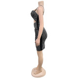Sexy Hot Drill Hollow Out Sing Mini Dress BY-7209