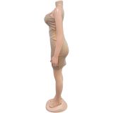 Sexy Hot Drill Hollow Out Sing Mini Dress BY-7209