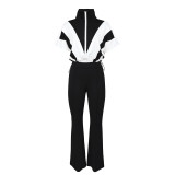 Contrast Color Patchwork Sport Two Piece Pants Set ZSD-0732