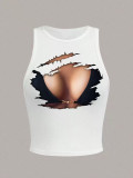 Letter Print Sleeveless Tank Tops GXJL-042901