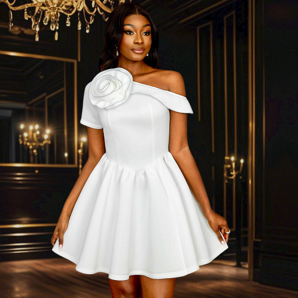 Solid Color Off Shoulder Mini Dress GKEN-041243