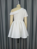 Solid Color Off Shoulder Mini Dress GKEN-041243