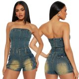 Tube Tops One Shoulder Denim Romper LX-6051