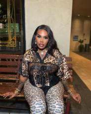 V Neck Lace Leopard Patchwork Loose T Shirt YWXS-XS-XSL44914