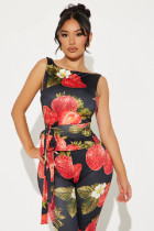 Strawberry Print Seventh Pants Two Piece Set GBGF-5084