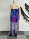 Plus Size See Through Mesh Patchwork Long Dress NY-11009