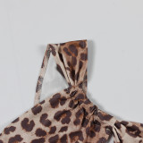 Leopard Print Single Shouler Backless Maxi Dress YWXS-XS-L45189