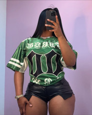 Letter Print Loose Short Sleeve T Shirts YWXS-K25L120