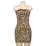 Leopard Print Wrap Chest Mini Dress GAXB-D099DS