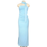 Solid Color Tube Tops Pleated Maxi DressGAXB-D122DS