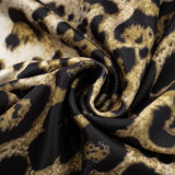 Leopard Print Lace Patchwork Backless Tie Mini Dress GDSF-D25DS104