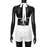 Halterneck Backless Tops Short Two Piece Set GDSF-D25ST127