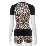Contrast Color Print Two Piece Short Set GDSF-D25ST131