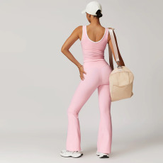 Sleeveless Soiid Color Yoga Sport Pants Suit ASL-6789