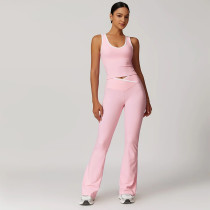Sleeveless Soiid Color Yoga Sport Pants Suit ASL-6789